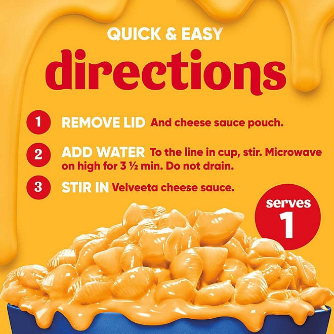 Velveeta Shells and Cheese Original Microwavable Sauce Cups, 2.39 oz., 12 ct. - Image 4