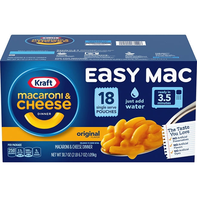 Kraft Easy Mac Original Flavor Single-Serve Pouches 18 pk. - Image 2