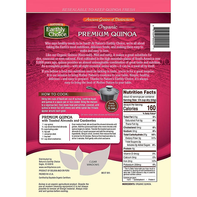 Nature's Earthly Choice Organic Quinoa, 64 oz. - Image 3