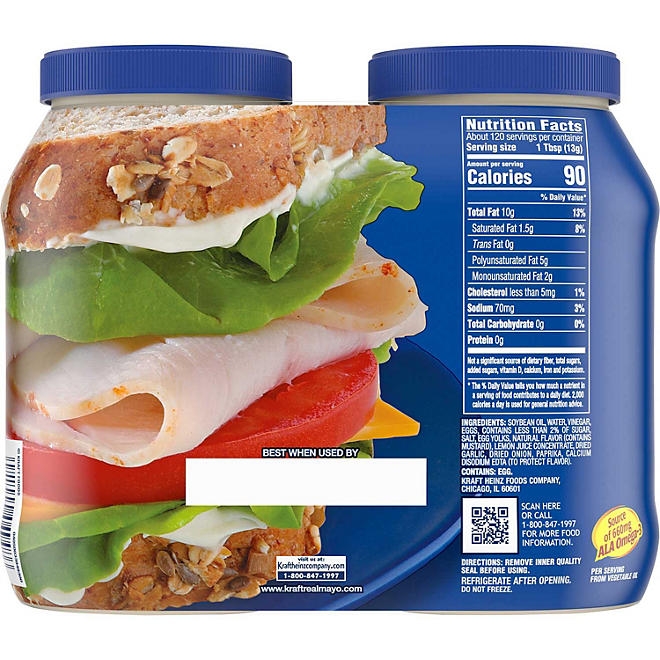 Kraft Real Mayo Mayonnaise, 30 fl. oz. jars, 2 pk. - Image 3
