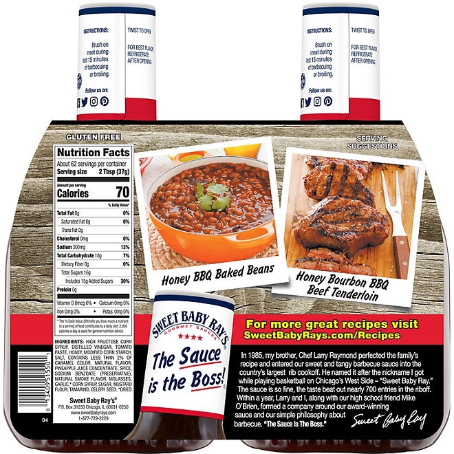 Sweet Baby Ray's Honey Barbecue Sauce, 40 oz., 2 pk. - Image 3