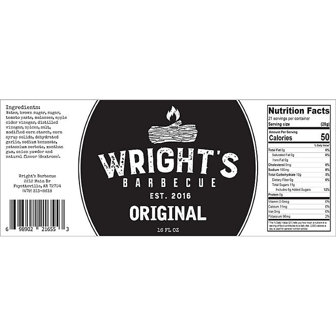 Wright's BBQ Sauce, Original, 16 oz., 2 pk. - Image 7