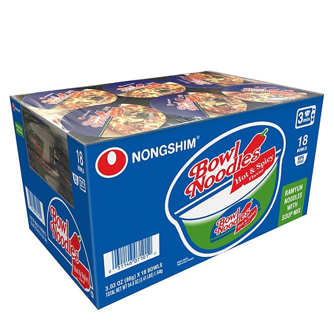 Nongshim Bowl Noodle Hot and Spicy Beef Ramen 3.03 oz., 18 ct. - Image 2