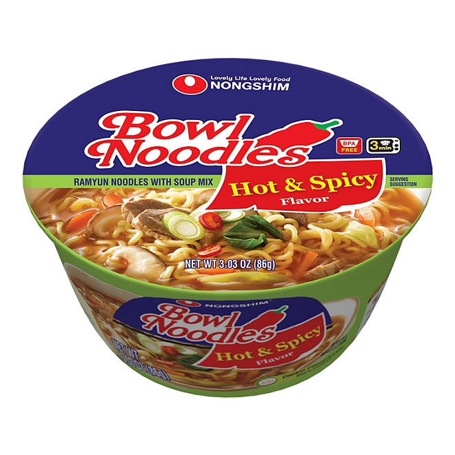 Nongshim Bowl Noodle Hot and Spicy Beef Ramen 3.03 oz., 18 ct. - Image 3
