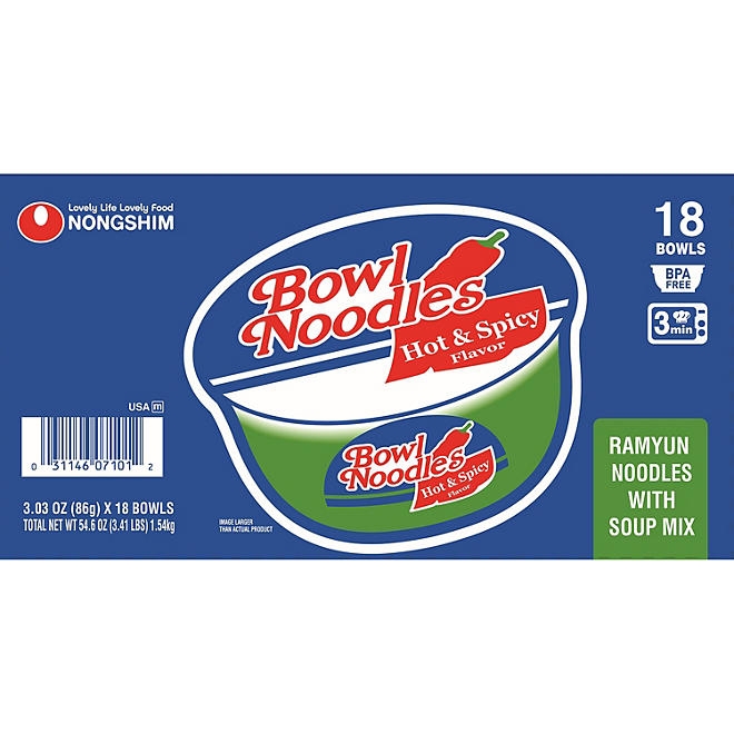 Nongshim Bowl Noodle Hot and Spicy Beef Ramen 3.03 oz., 18 ct. - Image 4