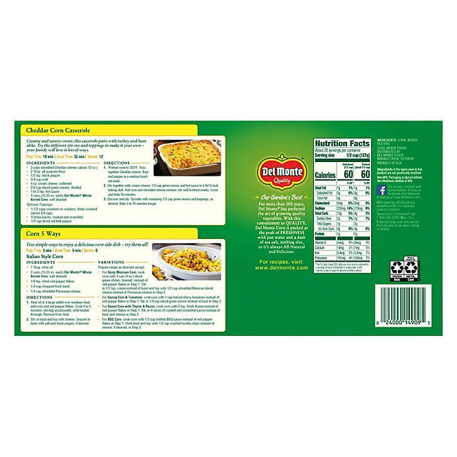 Del Monte Golden Sweet Whole Kernel Corn, 15.25 oz., 8pk. - Image 6