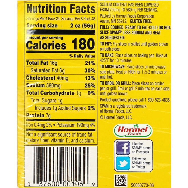 SPAM Less Sodium,12 oz., 8 pk. - Image 3