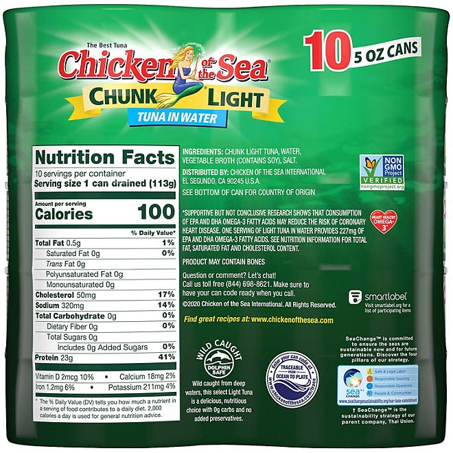 Chicken of the Sea Chunk Light Tuna in Water 5 oz., 10 pk. - Image 3