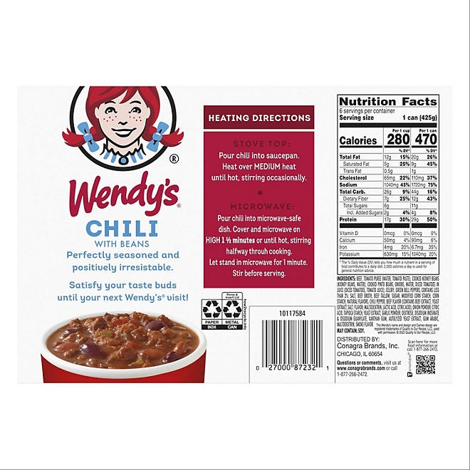 Wendy's Chili With Beans, 15 oz., 6 pk. - Image 3