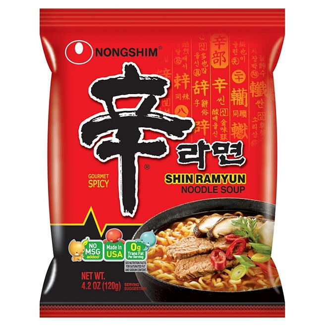 Nongshim Shin Ramyun Spicy Beef Ramen Noodle Soup 4.02 oz., 18 ct. - Image 2