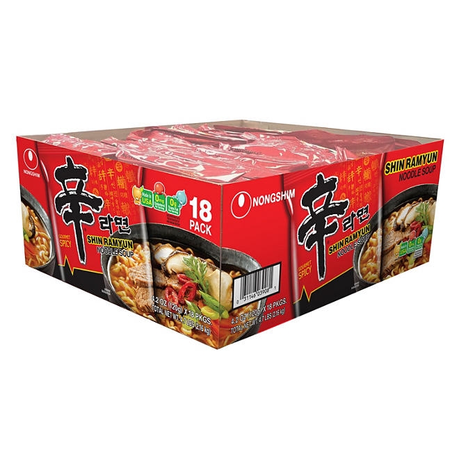 Nongshim Shin Ramyun Spicy Beef Ramen Noodle Soup 4.02 oz., 18 ct. - Image 3