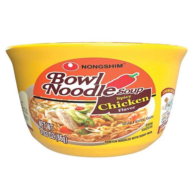 Nongshim Spicy Chicken Ramen Noodle Soup Bowl 3.03 oz., 12 ct. - Image 4
