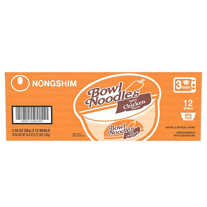 Nongshim Spicy Chicken Ramen Noodle Soup Bowl 3.03 oz., 12 ct. - Image 7