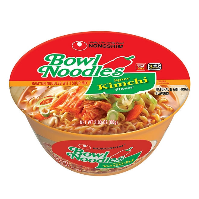 Nongshim Spicy Kimchi Ramen Noodle Soup Bowl 3.03 oz., 18 ct. - Image 3