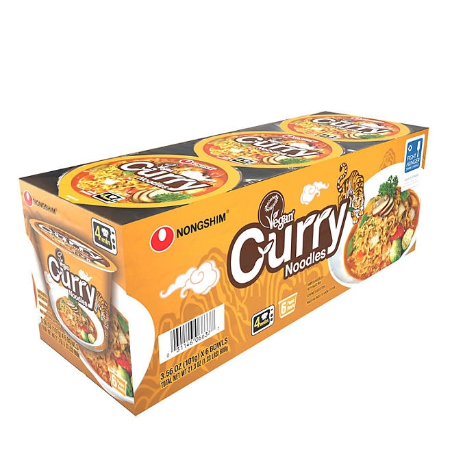 Nongshim Vegan Curry Ramen Big Noodle Bowl 6 pk. - Image 2