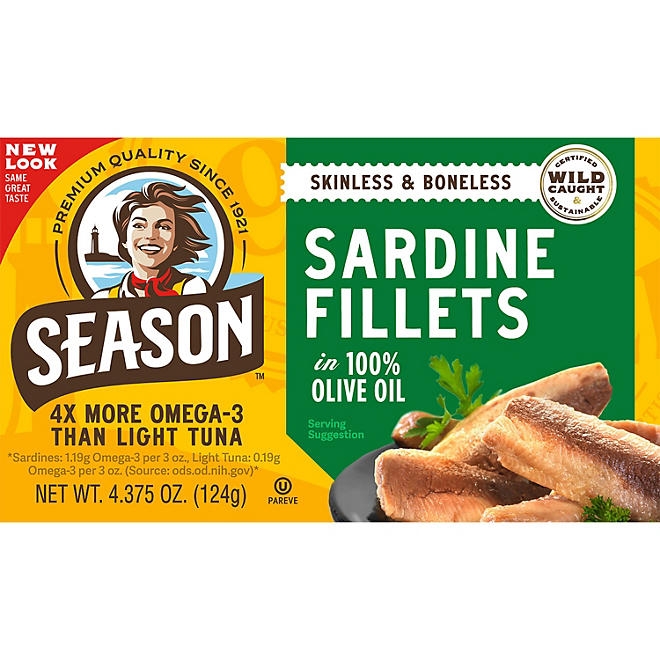 Season Brand Skinless, Boneless Sardines in Olive Oil, 4.375 oz., 6 pk. - Image 3