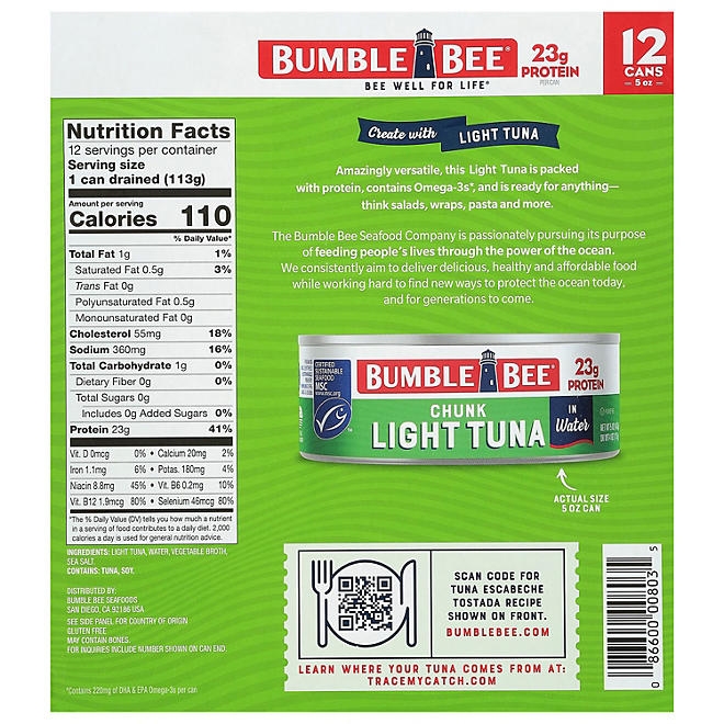Bumble Bee Chunk Light Tuna in Water 5 oz., 12 ct. - Image 7