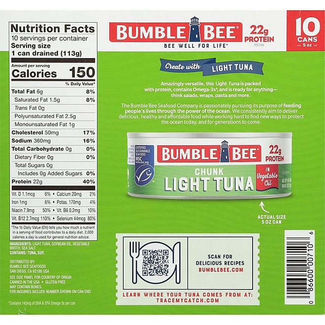 Bumble Bee Chunk Light Tuna in Oil 5 oz., 10 ct. - Image 6
