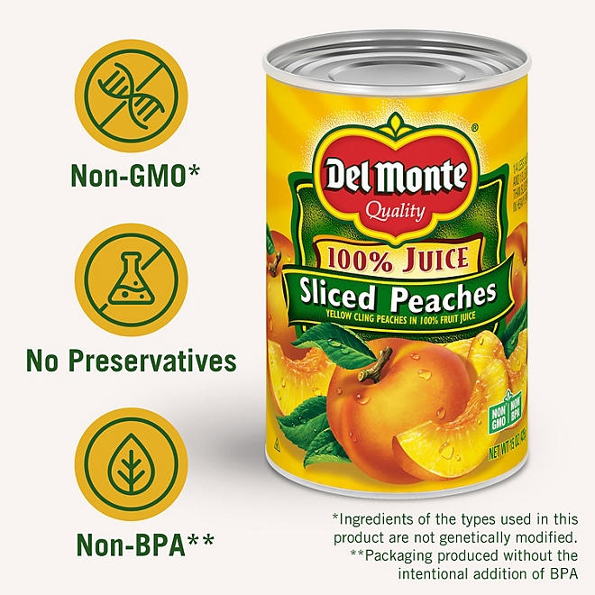 Del Monte Sliced Peaches in 100% Juice, 15 oz., 6 pk. - Image 4