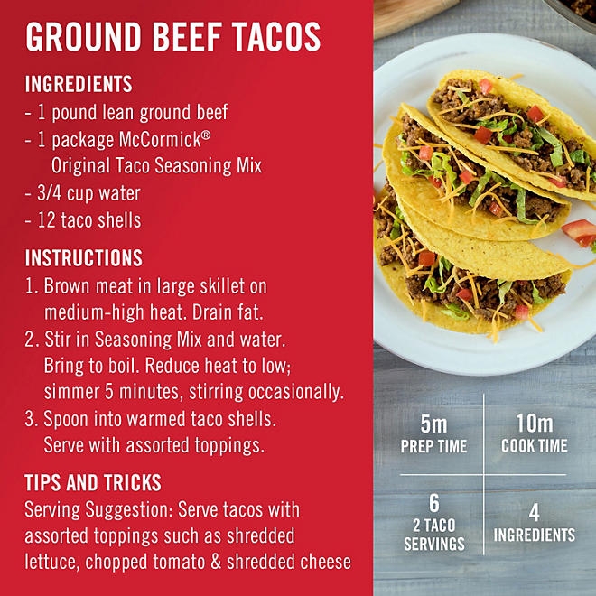 McCormick Original Taco Seasoning Mix, 1 oz., 12 pk. - Image 6