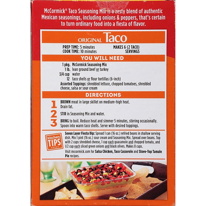 McCormick Original Taco Seasoning Mix, 1 oz., 12 pk. - Image 7