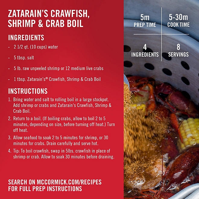 Zatarain's Crawfish, Shrimp and Crab Boil, 4.5 lbs. - Image 6