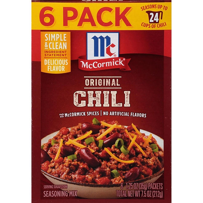 McCormick Chili Original Seasoning Mix 1.25 oz., 6 pk. - Image 2