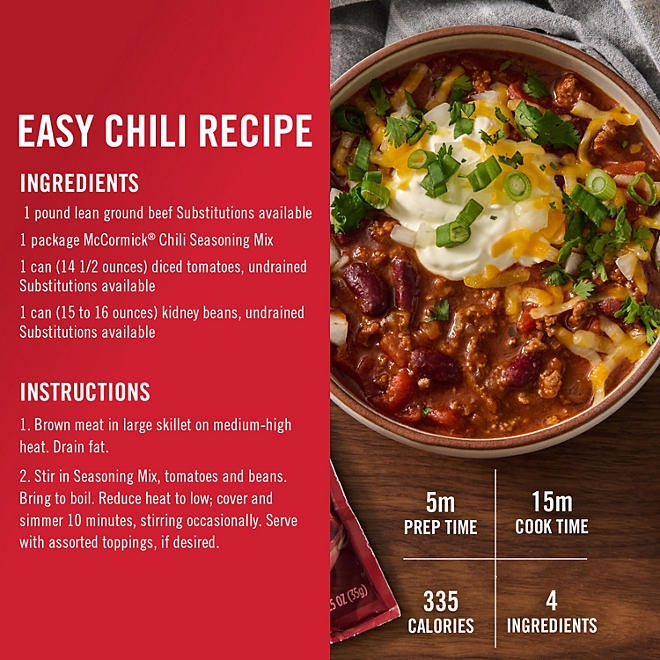 McCormick Chili Original Seasoning Mix 1.25 oz., 6 pk. - Image 6