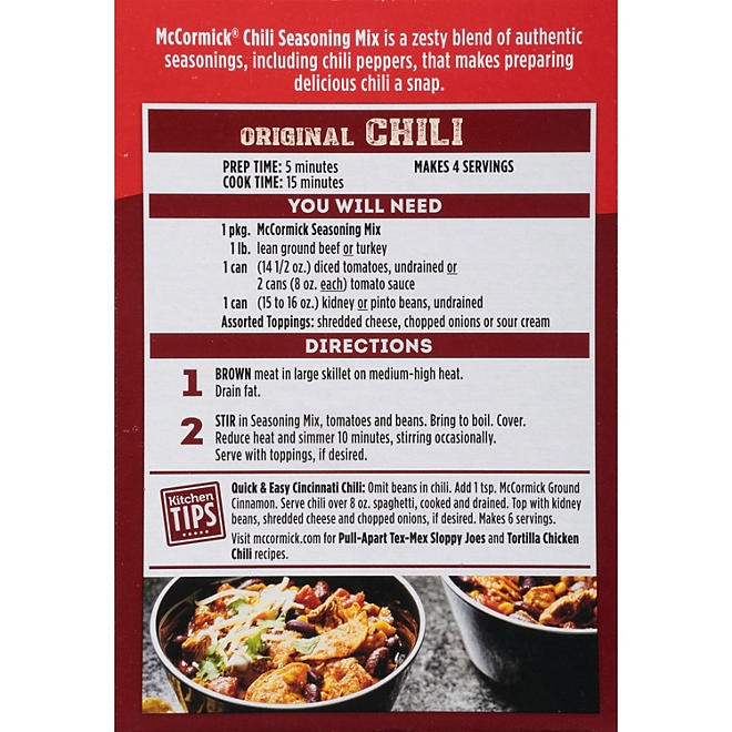 McCormick Chili Original Seasoning Mix 1.25 oz., 6 pk. - Image 7