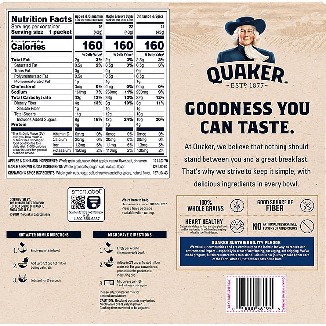 Quaker Instant Oatmeal Variety Pack, 1.51 oz., 52 pk. - Image 6