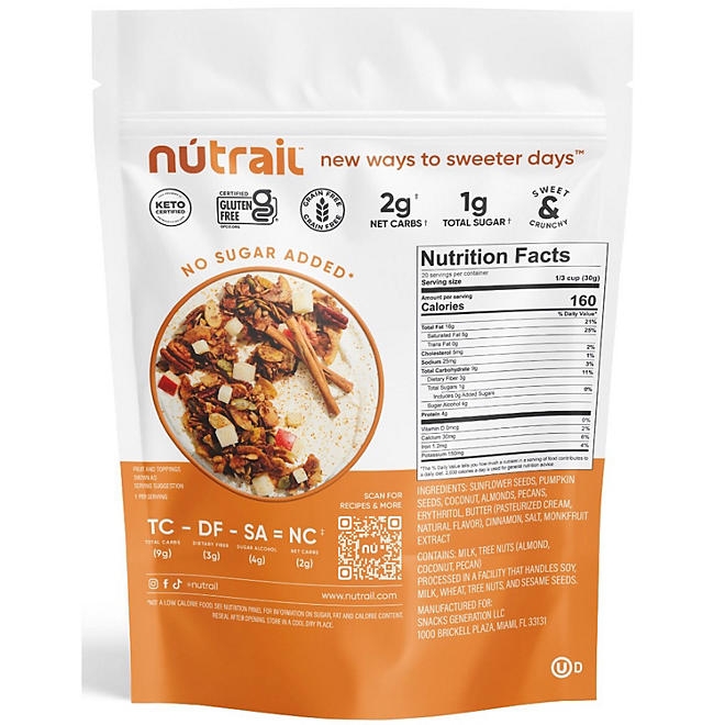 NuTrail Low Carb Keto Nut Granola, Cinnamon Pecan, 22 oz. - Image 3
