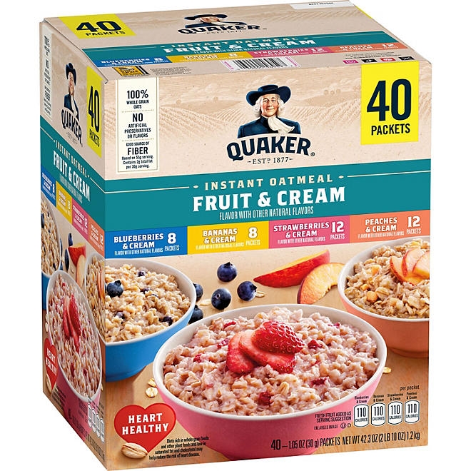 Quaker Instant Oatmeal Fruit & Cream, Variety Pack 1.05 oz., 40 pk. - Image 2