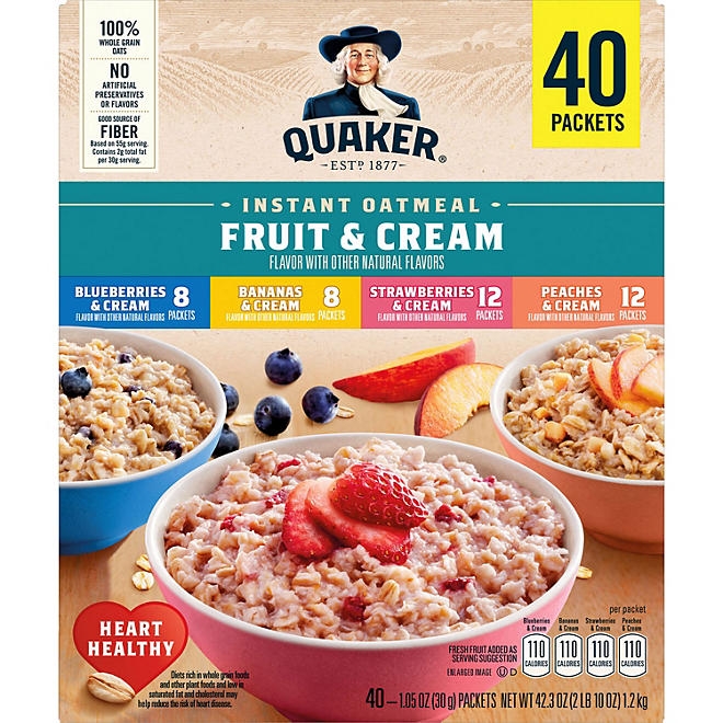 Quaker Instant Oatmeal Fruit & Cream, Variety Pack 1.05 oz., 40 pk. - Image 5