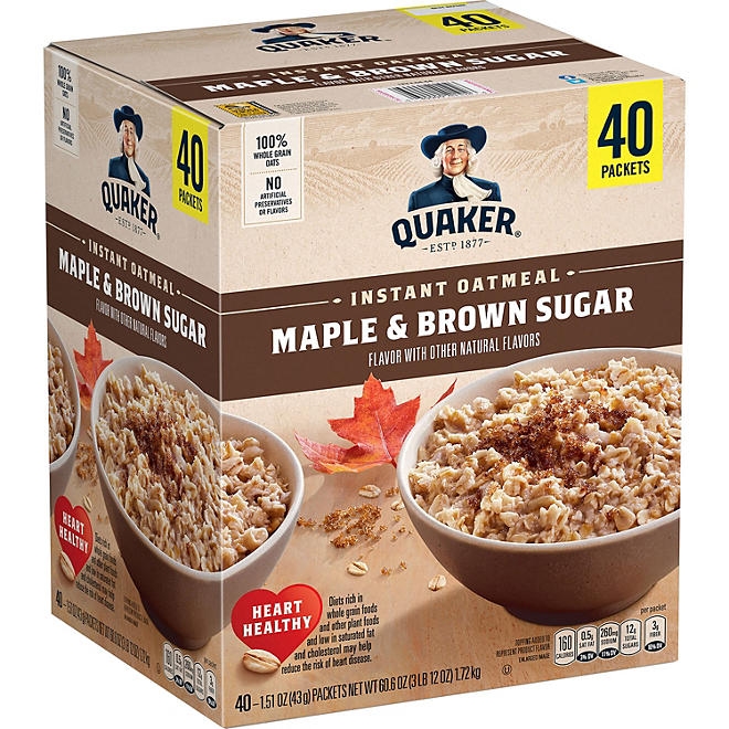 Quaker Instant Oatmeal, Maple Brown Sugar, 1.51 oz., 40 pk. - Image 2