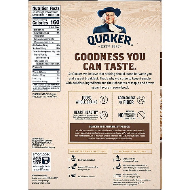 Quaker Instant Oatmeal, Maple Brown Sugar, 1.51 oz., 40 pk. - Image 7