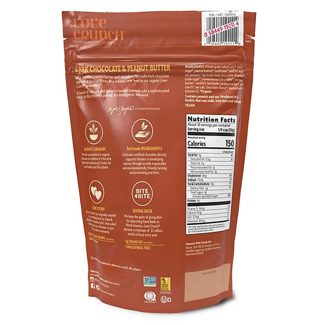 Nature's Path Love Crunch Organic Dark Chocolate & Peanut Butter Granola, 32 oz. - Image 3