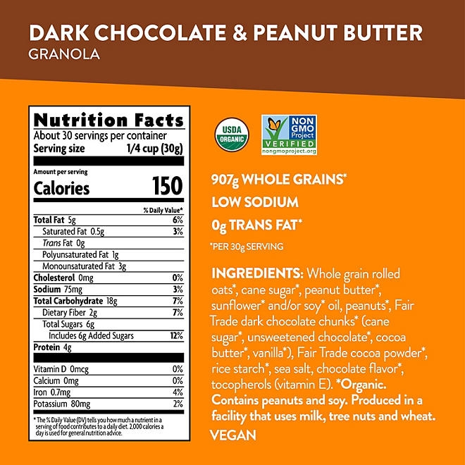 Nature's Path Love Crunch Organic Dark Chocolate & Peanut Butter Granola, 32 oz. - Image 7
