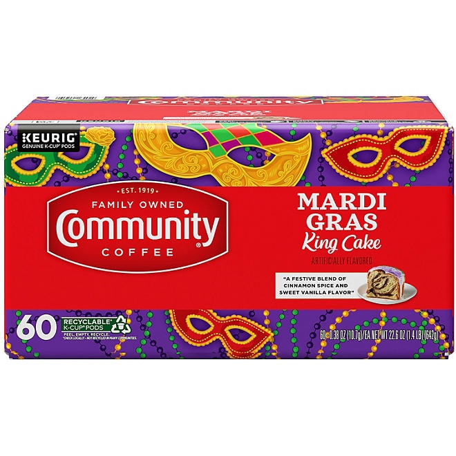 Community Coffee Medium Roast Coffee Pods, Mardi Gras King Cake, 60 ct. - Image 2