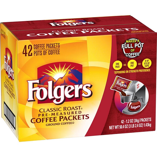 Folgers Classic Roast Ground Coffee Packets, 1.2 oz., 42 ct. - Image 3
