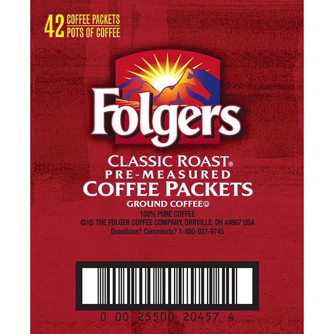 Folgers Classic Roast Ground Coffee Packets, 1.2 oz., 42 ct. - Image 5