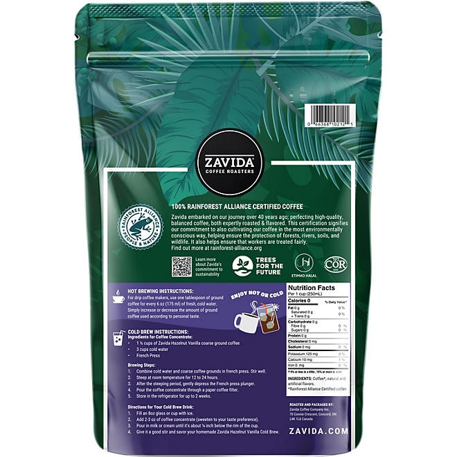 Zavida Coffee Whole Bean Coffee, Hazelnut Vanilla, 32 oz. - Image 3