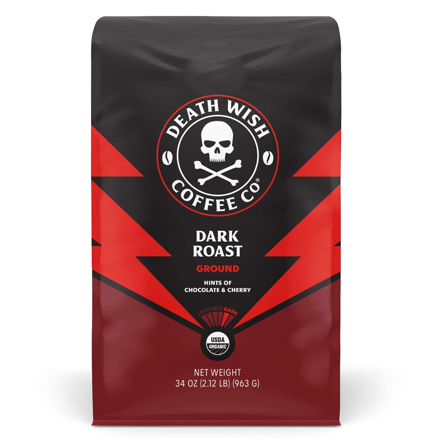 Death Wish Organic Dark Roast Ground Coffee, 34 oz.