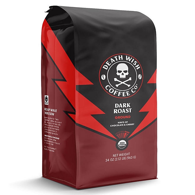Death Wish Organic Dark Roast Ground Coffee, 34 oz. - Image 3