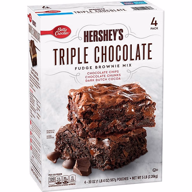 Betty Crocker HERSHEY'S Triple Chocolate Fudge Brownie Mix, 20 oz., 4 pk. - Image 2