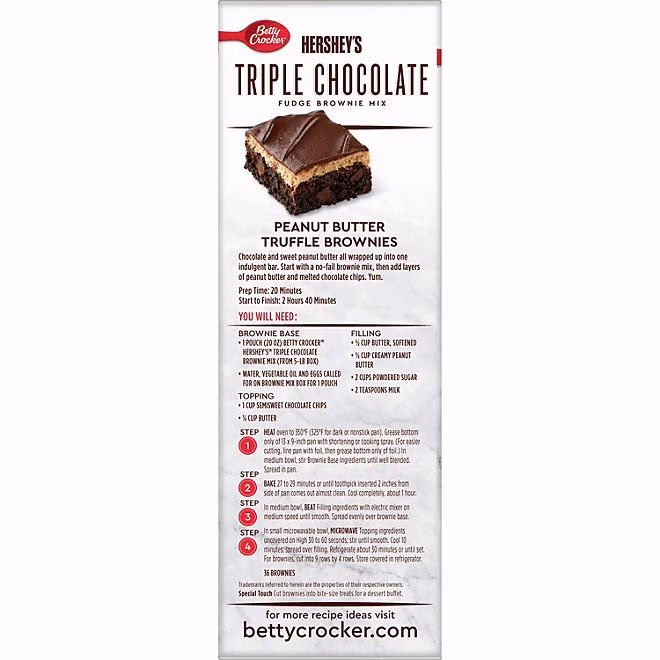 Betty Crocker HERSHEY'S Triple Chocolate Fudge Brownie Mix, 20 oz., 4 pk. - Image 7