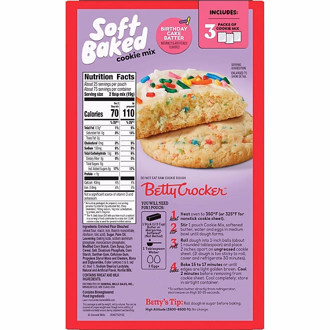 Betty Crocker Birthday Cake Soft Baked Cookie Mix, 3 pk. - Image 5