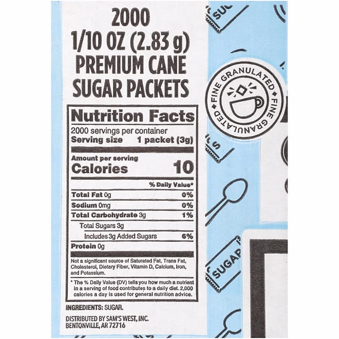 Member's Mark Premium Cane Sugar Packets, 2,000 ct. - Image 4