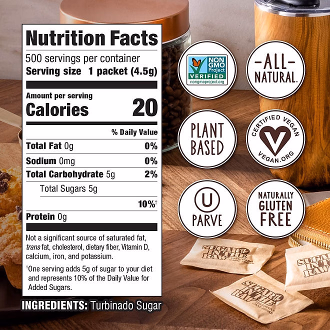 Sugar in the Raw Turbinado Cane Sugar Packets, 500 ct. - Image 3