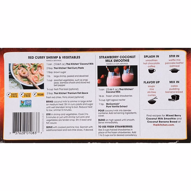Thai Kitchen Unsweetened Coconut Milk 13.66 fl. oz. cans, 6 pk. - Image 7
