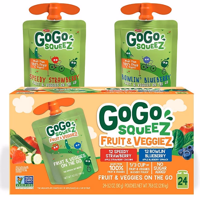 GoGo SqueeZ Fruit & VeggieZ Applesauce Pouches, 3.2 oz., 24 ct. - Image 2